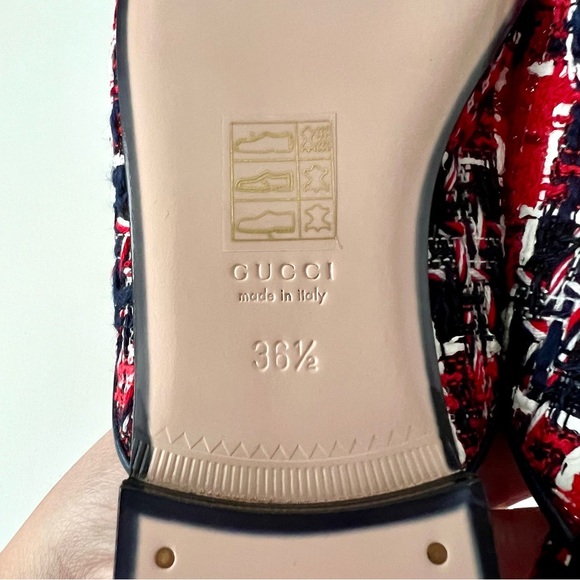 GUCCI || Princetown Red Blue Tweed Horsebit Loafer Mule Slipper Flat US 6.5 - Picture 12 of 12